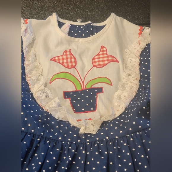 Vintage Carol Evans Jcpenney Blue/White Flower Cottage Lace Accent SZ 6X Dress - Picture 6 of 15